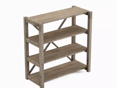 Wide Pottery Shelf A 02 Low-poly 3D model