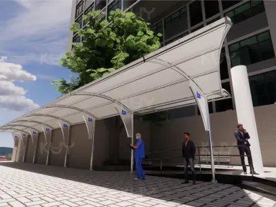 Roof structure for car parking and walkways 3D model