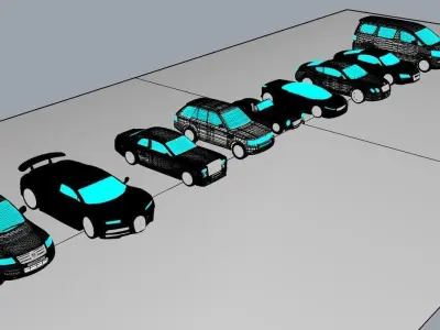Car collection group of cars 3D model