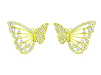6985 Luxury Butterfly Diamond Women Earrings 3D print model