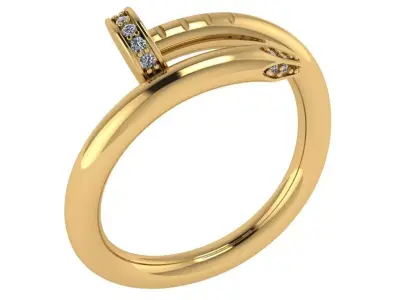 Twisted nail shaped Ring with Diamonds on the bases 3D print model