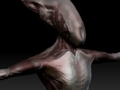 Biomechanic Alien Monster  Ztool max obj Free low-poly 3D model