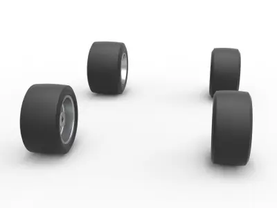 Wheel set of Asphalt Sprint car Scale 1 to 25 3D print model