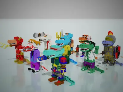 Crocodile Character Voxel 3D model