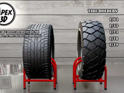 Tire Shop Set with 5 products 3d printable in various scales 3D print model