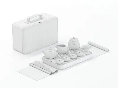 Gongfu Cha Tea Ceremony Set 12 Piece Travel 3D model