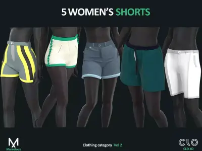 5 WOMEN SHORTS - Marvelous clo3d zprj obj fbx 3D model