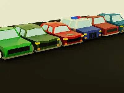 Low Poly Cars group Low-poly 3D model
