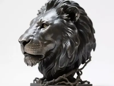 Lion head sculpture 3D print model