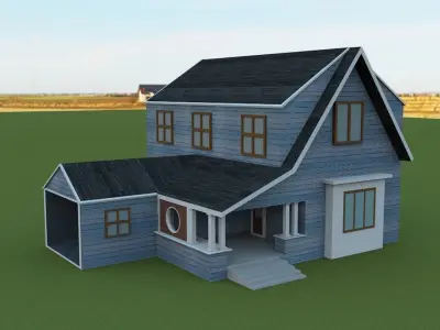 the house with roof Low-poly 3D model
