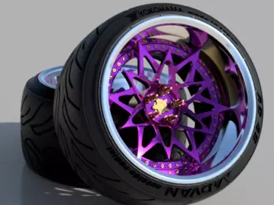 SKF NIKA rims with YOKOHAMA ADVAN tires 1-24 scale 3D print model