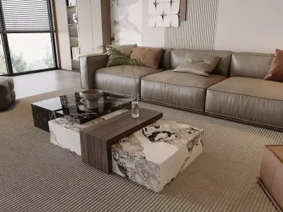 Modern Neutral Living Space 3D model