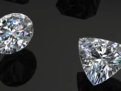 Diamond Gem Stones pack Low-poly 3D model
