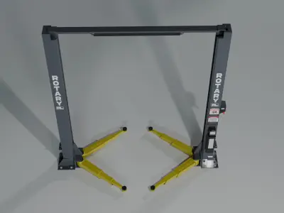 Low Poly Two Post Car Lift for Automotive Garage Low-poly 3D model