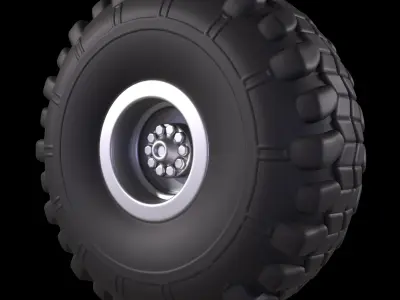 Jeep Kaiser Rim Tyre 3D print model