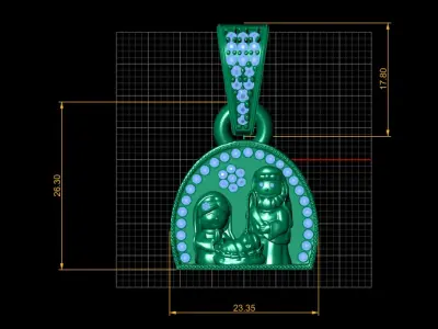 FAMILY DIAMOND CHARM PENDANT  3D PRINABLE MODEL  3D print model