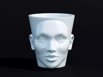 Flowers pot with face 3D print model