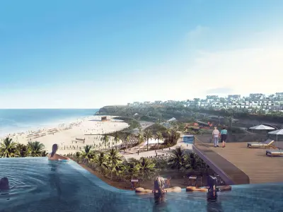 Coastal Resort Masterplan with Infinity Pool and Ocean View 3D model