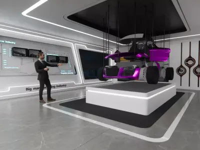 Smart Car Exhibition Booth Low-poly 3D model