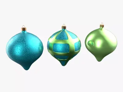 Christmas Tree Ornament Set8 - Turquoise Green  Low-poly 3D model