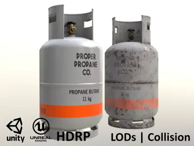 Gas Cylinder 11 kg Gray - Clean and Dirty Low-poly 3D model