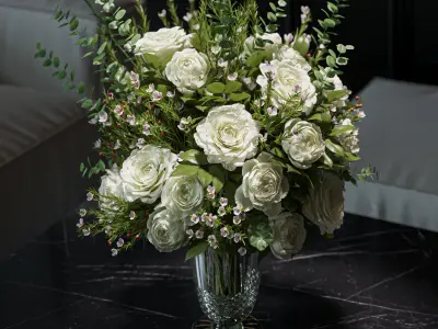 Flower Set 042 white rose wax flower 3D model