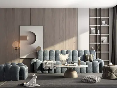 sofa 3D model modern living room with furniture 3D model