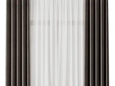 Rod Curtain - Brown Ring curtains 29 HBH Low-poly 3D model
