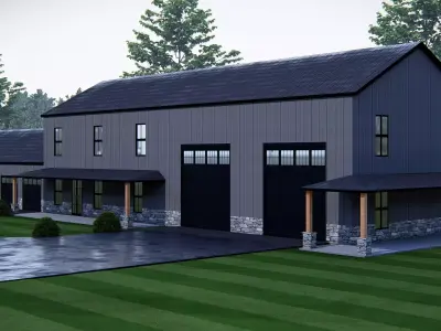 Modern Barndominium House Two Story Metal Building Home  3D model