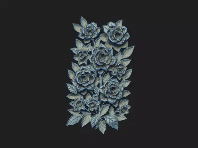 Roses cluster branch thorn love luxury romantic  3D print model