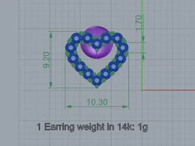 HEART Stud Earrings LOVE GIFT For Valentines Day 3D print model