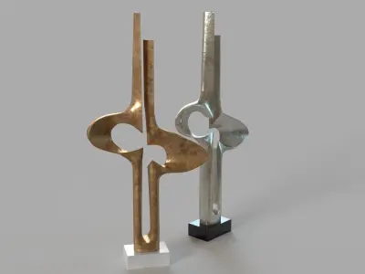 Brother And Sister Sculpture Silver And Gold Leaf 3D model