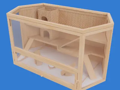 Wooden Hamster Cage Low-poly 3D model