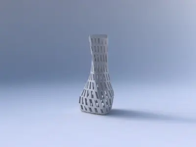 Vase twist puffy triangle with checker grid lattice 3D print model