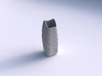 Vase arc rectangle with wavy extruded lines 2 3D print model