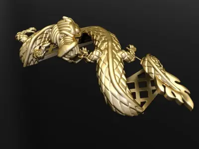 dragon bracelet with leather 3D print model