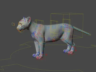 Young Jaguar Panthera Onca Rigged 3D model