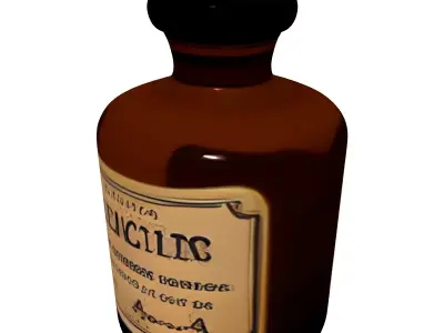 Vintage Medicine Bottle with Cork Low-poly 3D model