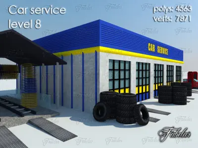 Car service level Low-poly 3D model