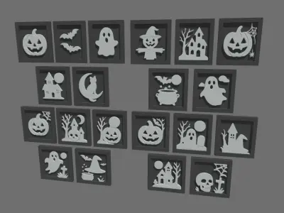 Halloween Pictures Frames Low-poly 3D model