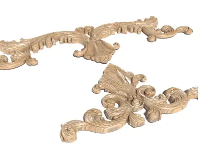 Cartouche-039 three ornate carvings 3D model