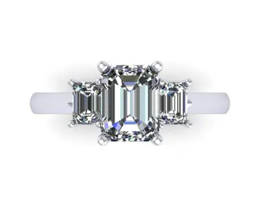 Three Stone Diamond Ring R03 3D print model