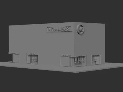 store model building with sign Free low-poly 3D model