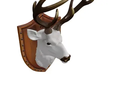 White Deer Head Wall Mount Trophy Low-poly 3D model