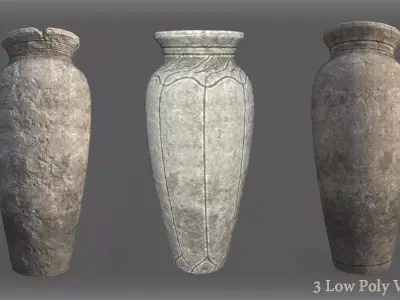 3 Vase for Games Low-poly 3D model