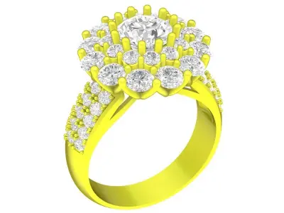 Luxury Halo Cluster Ring for Women  4408 3D print model