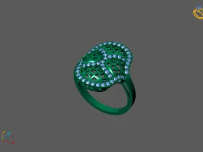 STL 3DM Women Ring Womens Ring Diamonds With Stone Model 3D print model