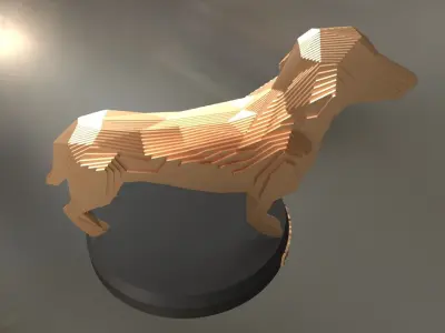 Parametric Dachshund dog Low-poly 3D model