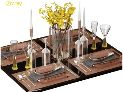 Modern Dining Table Soft Outfit-12 3D model