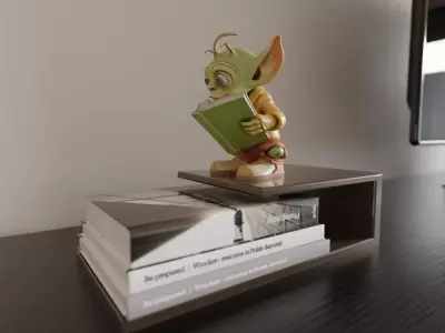alien reading book book stand  3D print model purchase